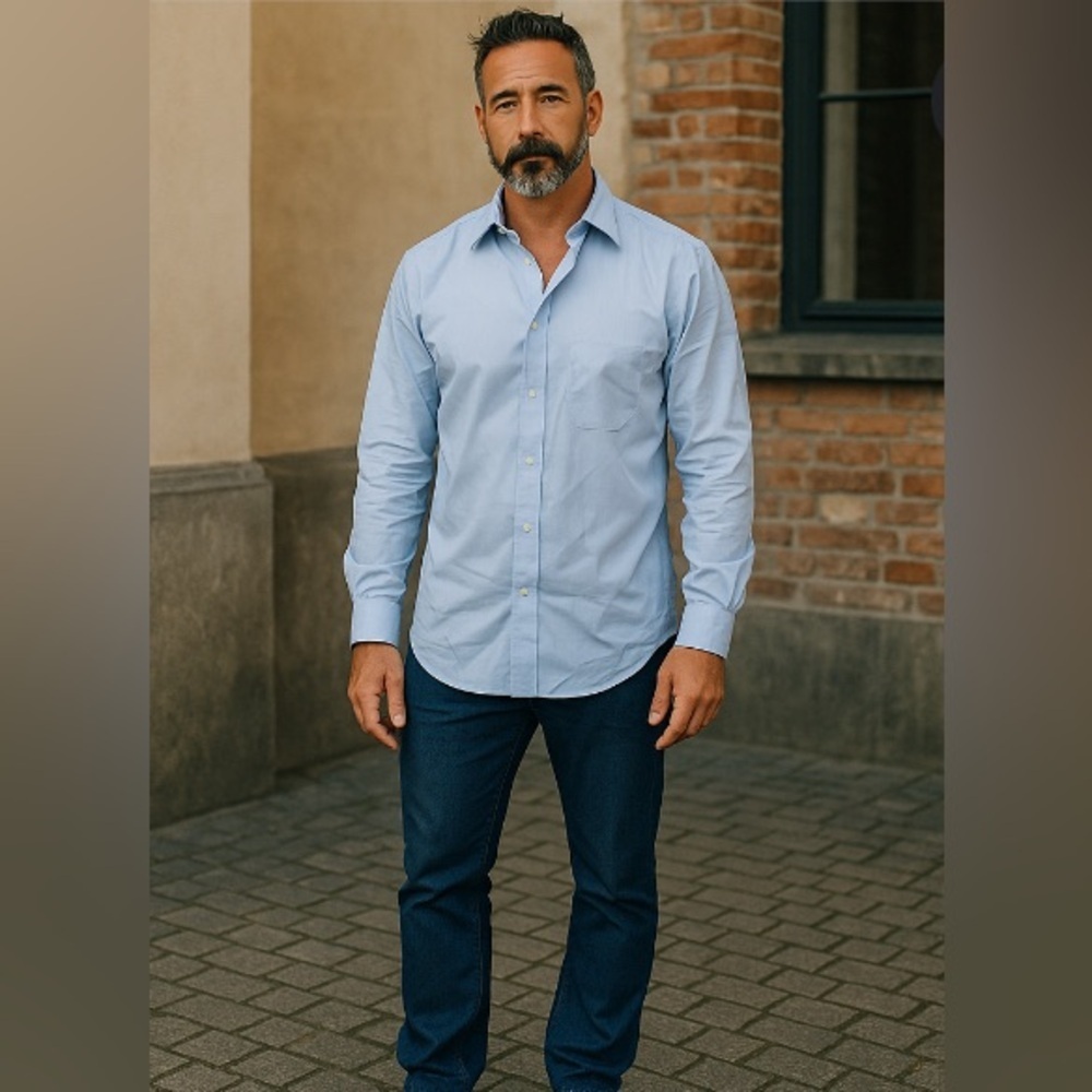 Stafford Blue Dress Shirt Classic Business Style